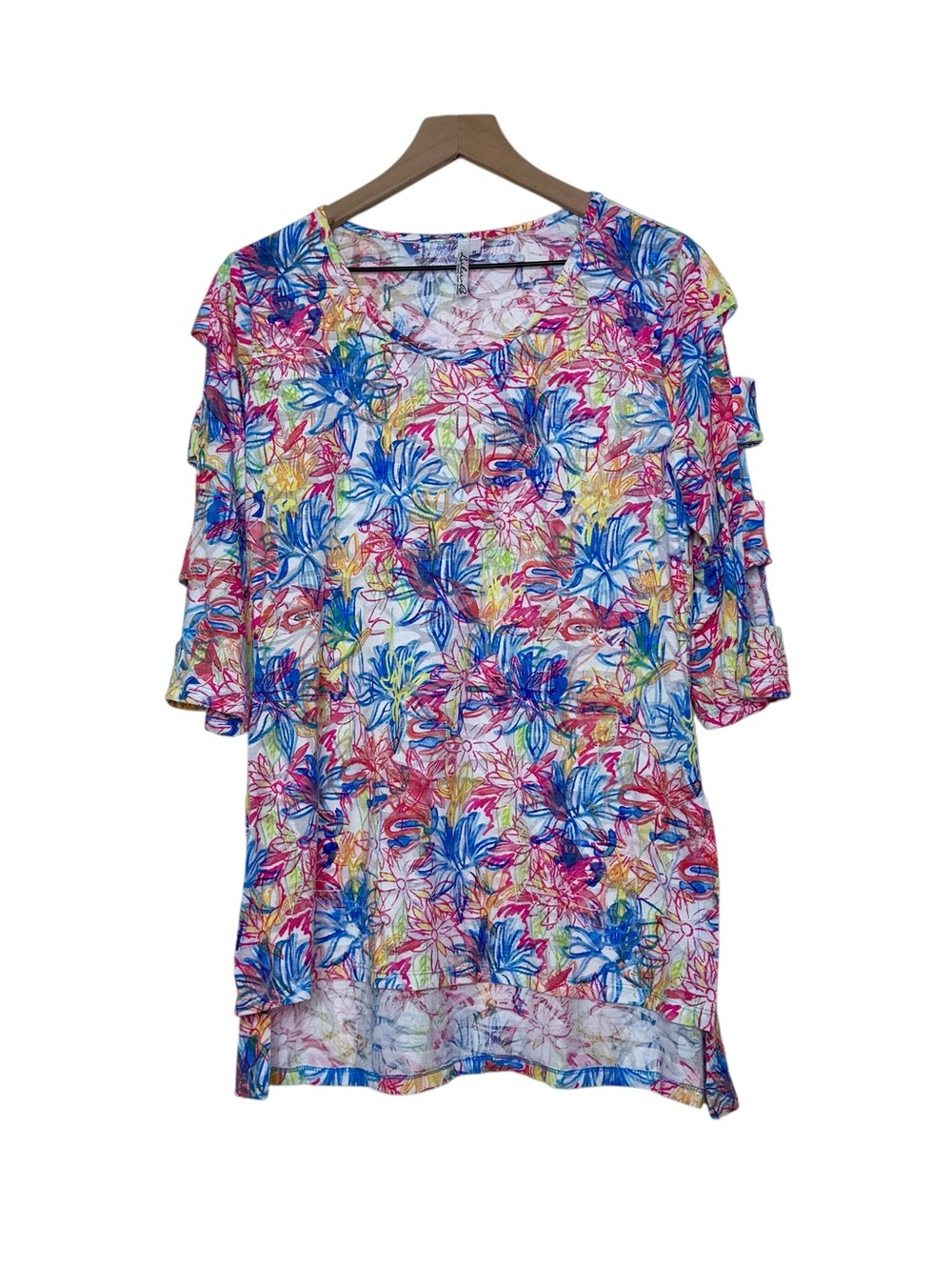 Lulu B Small Lightweight Bright Ladder Sleeve Top UPF Beach Resort Vacation